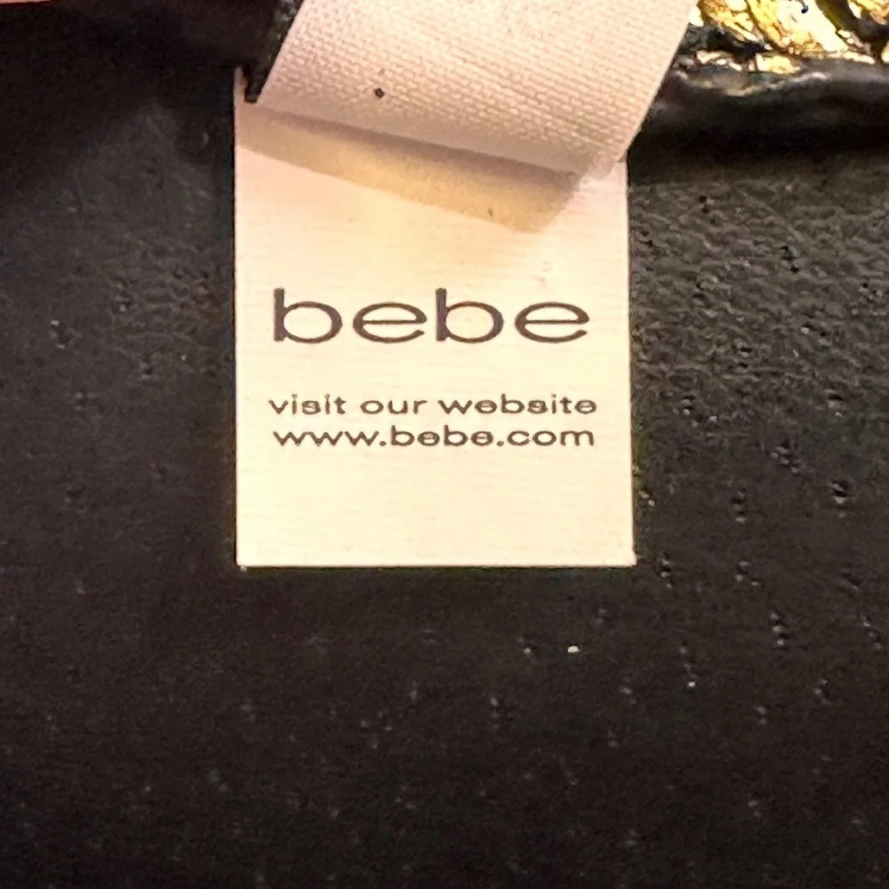Bebe Womens‎ Wide Waist Belt Black Gold Metallic Woven w/Black Buckle Size P S